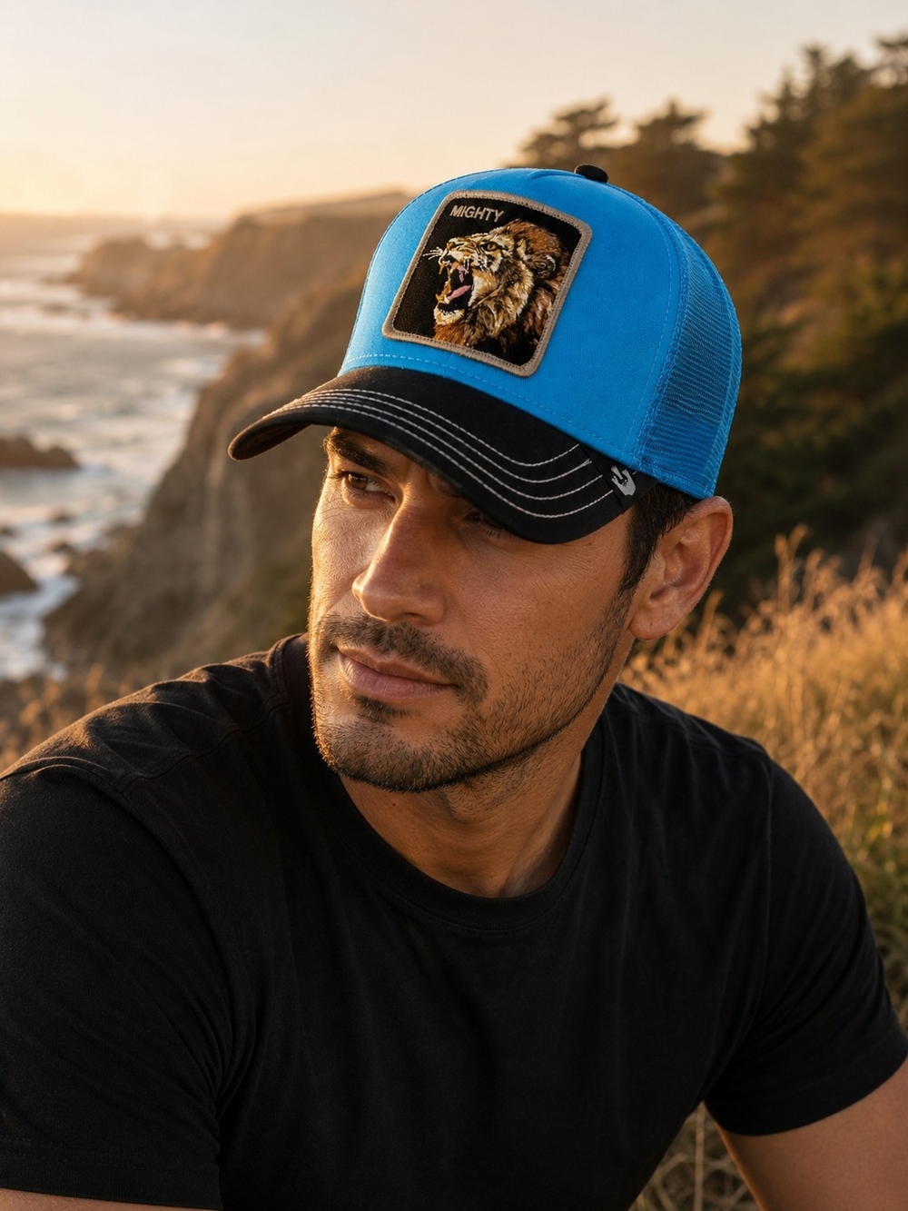 Goorin Bros The Farm Mighty Lion Blue Trucker Hat Mesh Snapback OS